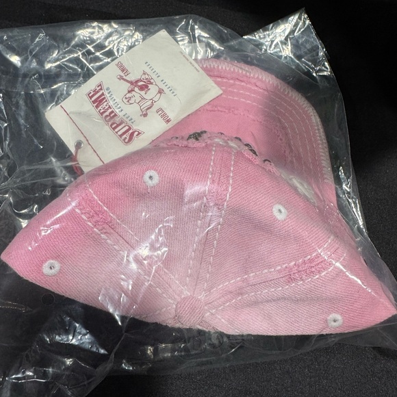 Supreme X True Religion Pink Studded Distressed Trucker Cap - Picture 4 of 7